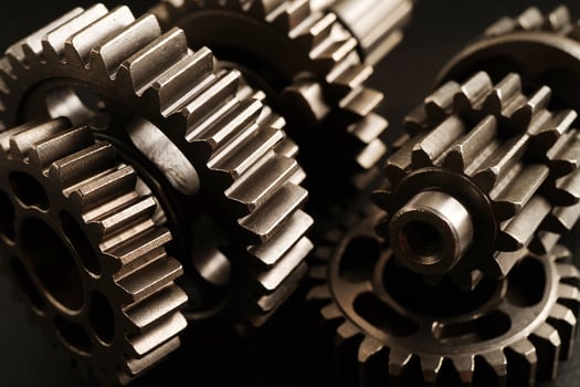 Metal gear wheel engine car and bike, mechanic industry concept. photo