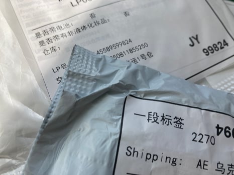 KYIV, UKRAINE - May 8, 2024 Parcels arrived from China photo