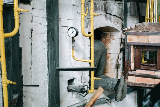 Glass furnace in blown production photo