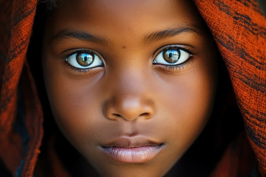cute portrait of an African girl with a colorful headscarf photo