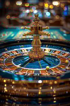 Roulette wheel in motion and ball on the table photo