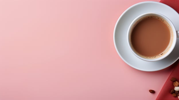 A Cup of Coffee Next to Pink Flowers photo