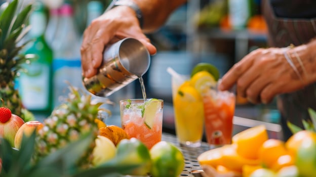 A tropical mixology workshop where participants can learn how to make their own fruity drinks photo