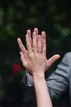 the hands of a young couple photo