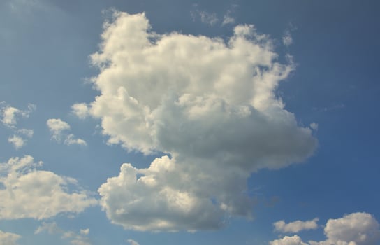 Image of clear blue sky and white clouds on day time for background usage photo