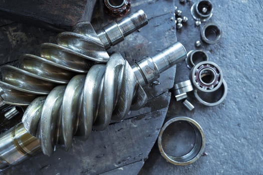 Old screw compressor and bearing that has been in operation for a very long time. photo