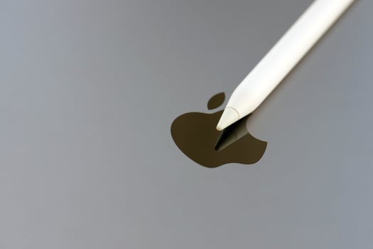 KYIV, UKRAINE - 4 MAY, 2023 Apple pencil generation 2 lies on surface of Ipad photo