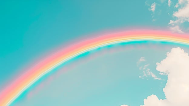 pastel rainbow over blue sky photo