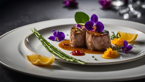 Veal medallions with flowers photo