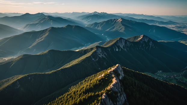 aerial view of mountains in the morning photo