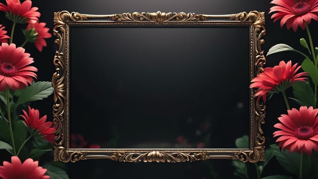 flowers in a frame on a black background photo