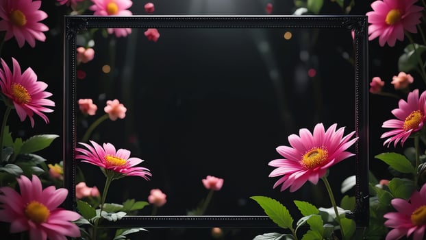 flowers in a frame on a black background photo