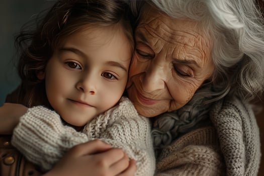Grandmother with her beloved little granddaughter intra family relations different generation photo