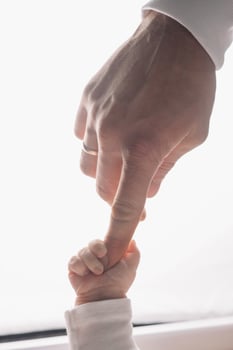 the hand of a parent and child photo