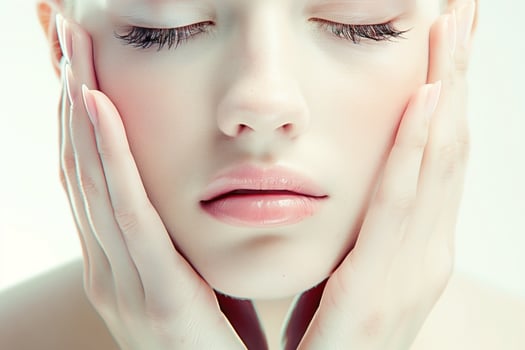 Close-up photo of woman with fresh skin For promoting skincare advertisements