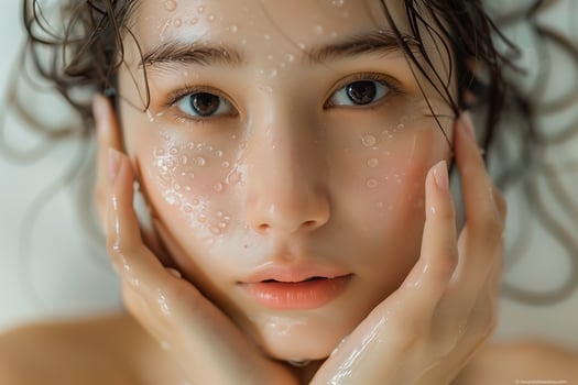 Close-up photo of woman with fresh skin For promoting skincare advertisements