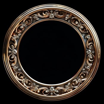 A vintage empty gold frame embedded with diamonds. photo
