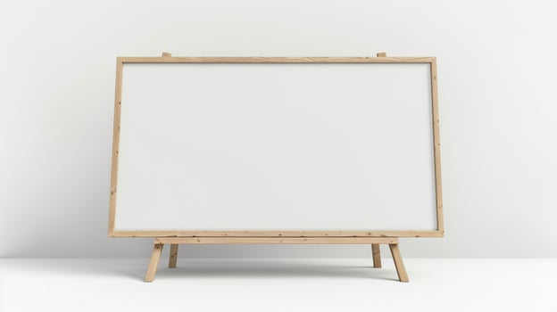 A-frame banner mockup with a blank wooden frame isolated on a white background. photo