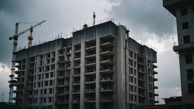 view of building under active construction work photo
