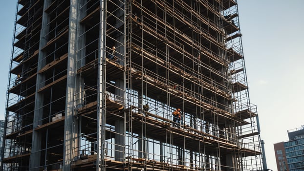 view of building under active construction work photo