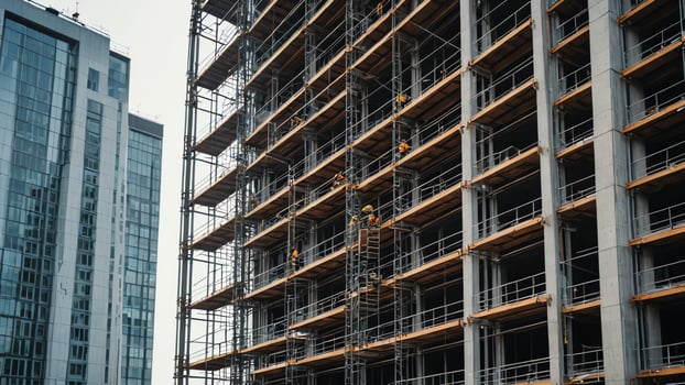 view of building under active construction work photo