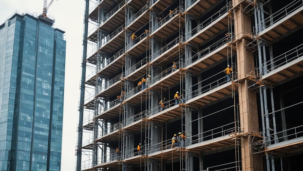 view of building under active construction work photo