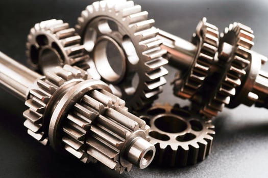 Metal gear wheel engine car and bike, mechanic industry concept. photo