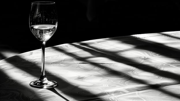 Sparkling Water in Wine Glass with Shadows photo