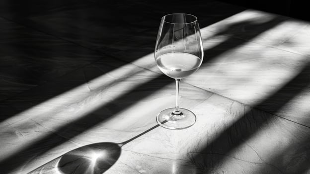 Sparkling Water in Wine Glass with Shadows photo