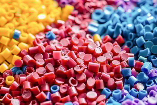 Plastic polymer color pigment granules industrial. photo