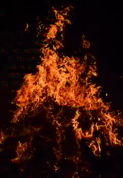 Fire flames on black background, Blaze fire flame texture background, Beautifully, the fire is burning, Fire flames with wood and cow dung bonfire photo