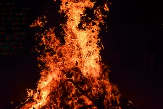 Fire flames on black background, Blaze fire flame texture background, Beautifully, the fire is burning, Fire flames with wood and cow dung bonfire photo