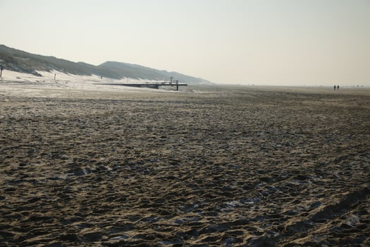 low tide at the beach, wide beach with dunes, winter in the netherlands photo