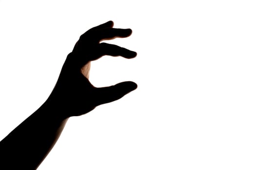 Silhouette of hand showing gesture isolated on white background. Blank for design. photo