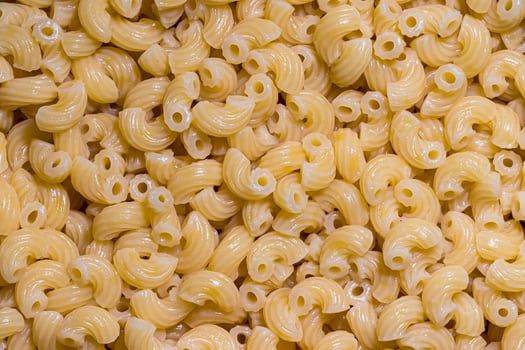 Top view of Italian cooked chifferi pasta. photo