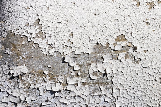 Texture of old white peeling paint on a concrete surface. Abstract backdrop for design. photo