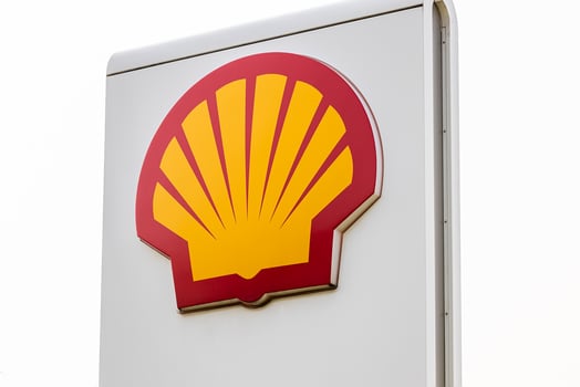 Russia, Kaluga - SEPTEMBER 29, 2020 Shell oil campaign logo at a gas station. photo