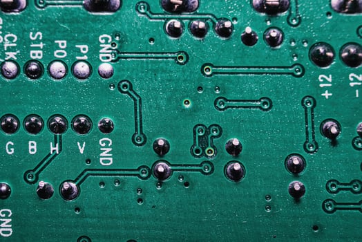 Microchips integrated on the board. photo