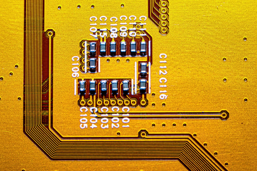 Microchips integrated on the board. photo