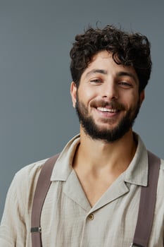 Portrait smile attractive happiness black confidence person expression casual isolated handsome photo