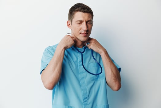 Staff health specialist handsome medic uniform portrait physician occupation confident young photo