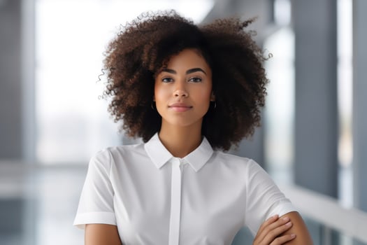 Confident Afro-American Businesswoman, Portrait of Attractive Young Professional Lady photo