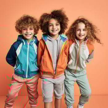 Childhood Friendship. A Cute Group of Caucasian Children, Boys and Girls, Together in a photo