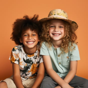 Playful Friends Embracing Happiness in Casual Summer Fashion, Outdoors photo