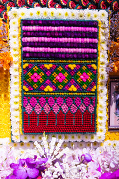 backdrop of beautifully arranged flower and bright colors is backdrop for flower in beautifully arranged garden at flower festival. Beautiful colorful background with Copy Space for inserting text. photo
