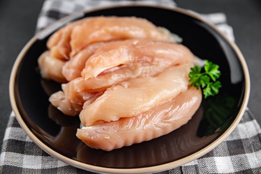 raw chicken meat aiguillettes fresh cooking meal food snack on the table copy space food background rustic top view photo