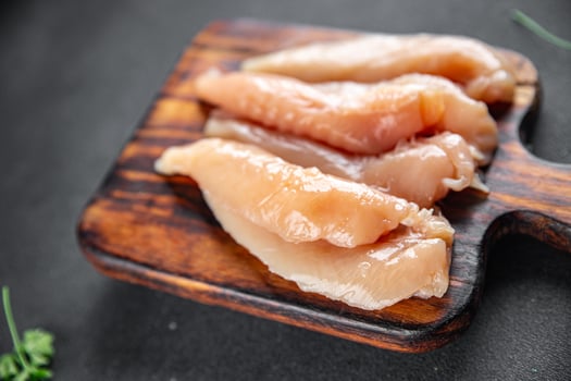 raw chicken meat aiguillettes fresh cooking meal food snack on the table copy space food background rustic top view photo