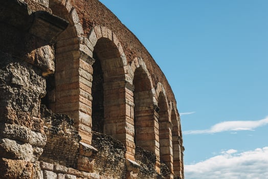 Amazing view of Verona Arena in a blue sky. A Roman amphitheatre in Piazza Bra, Verona, Italy. photo