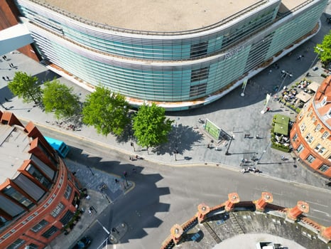 High Angle View of Modern British City Centre of Liverpool, The Maritime city in northwest England, United Kingdom. May 5th, 2024 photo