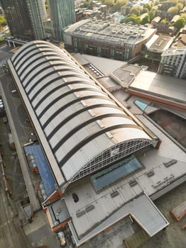 High Angle View of Greater Manchester City Centre Buildings During Beautiful Sunny day over England UK. May 5th, 2024 photo